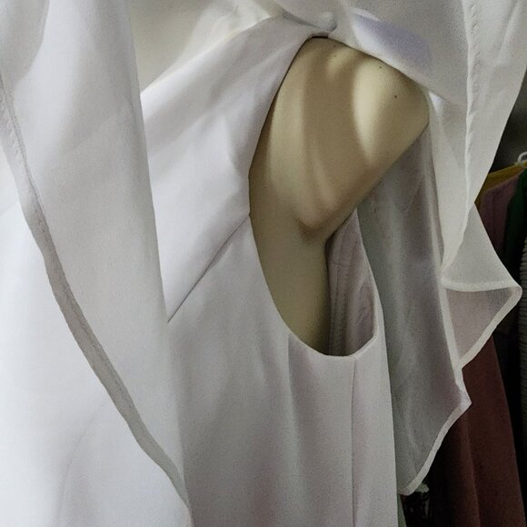 Azazie A-Line One Shoulder Chiffon Floor Length White Dress Size 12 - Picture 4 of 7